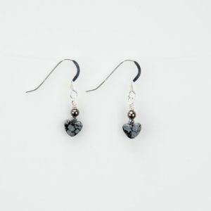 Shop Snowflake Obsidian Earrings! Snowflake Obsidian Earrings – Tiny Heart Earrings with Sterling Silver French Wires – Reiki Infused | Natural genuine Snowflake Obsidian earrings. Buy crystal jewelry, handmade handcrafted artisan jewelry for women.  Unique handmade gift ideas. #jewelry #beadedearrings #beadedjewelry #gift #shopping #handmadejewelry #fashion #style #product #earrings #affiliate #ad