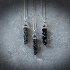 Shop Snowflake Obsidian Jewelry! Snowflake Obsidian Necklace, Snowflake Pendant, Genuine Obsidian, Sterling Necklace, Gemstone Point, Healing Gemstone, Gemstone Appeal, GSA | Natural genuine Snowflake Obsidian jewelry. Buy crystal jewelry, handmade handcrafted artisan jewelry for women.  Unique handmade gift ideas. #jewelry #beadedjewelry #beadedjewelry #gift #shopping #handmadejewelry #fashion #style #product #jewelry #affiliate #ad