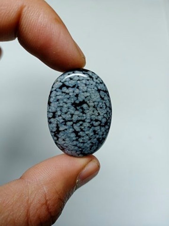 Amazing Snowflake Obsidian Gemstone, Natural Snowflake Obsidian Cabochon, Loose Gemstone For Making Jewelry, Handmade, 35x24x6mm 41.00 Carat