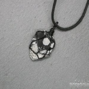 Shop Snowflake Obsidian Jewelry! Snowflake Obsidian pendant, rough stone necklace, protection gemstone, Scorpio powerful amulet, volcanic glass, gift for him, men jewelry | Natural genuine Snowflake Obsidian jewelry. Buy crystal jewelry, handmade handcrafted artisan jewelry for women.  Unique handmade gift ideas. #jewelry #beadedjewelry #beadedjewelry #gift #shopping #handmadejewelry #fashion #style #product #jewelry #affiliate #ad