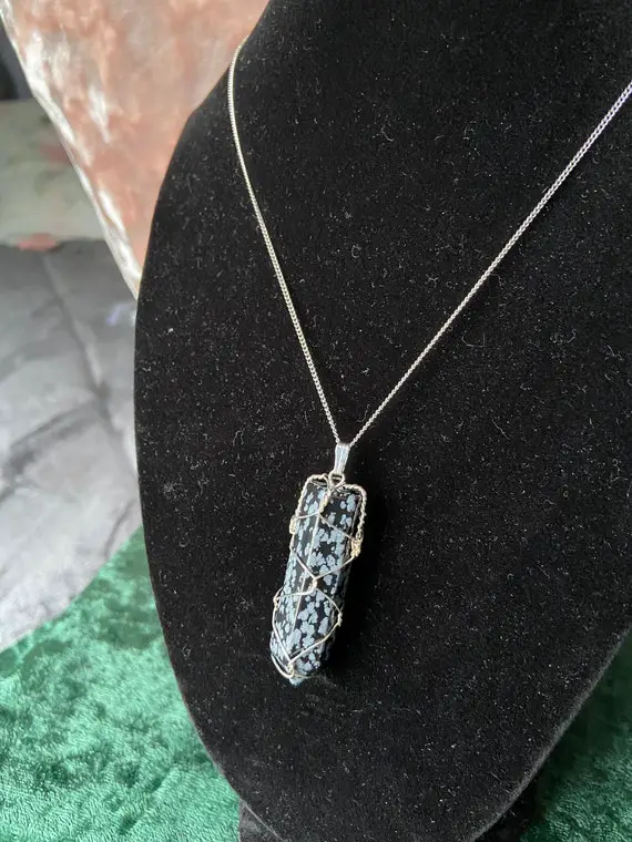 Snowflake Obsidian Point Necklace