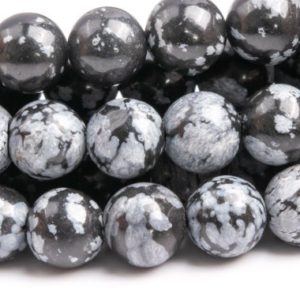 Shop Snowflake Obsidian Round Beads! Genuine Natural Snowflake Obsidian Gemstone Beads 8MM Black & Gray Round AAA Quality Loose Beads (100097) | Natural genuine round Snowflake Obsidian beads for beading and jewelry making.  #jewelry #beads #beadedjewelry #diyjewelry #jewelrymaking #beadstore #beading #affiliate #ad