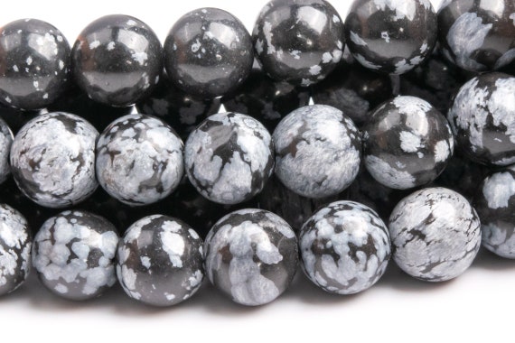 Genuine Natural Snowflake Obsidian Gemstone Beads 8mm Black & Gray Round Aaa Quality Loose Beads (100097)