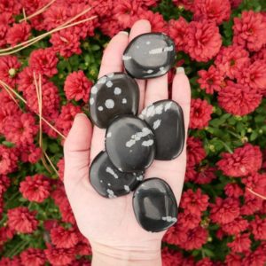 Shop Snowflake Obsidian Stones & Crystals! Snowflake Obsidian Palm Stones | Natural genuine stones & crystals in various shapes & sizes. Buy raw cut, tumbled, or polished gemstones for making jewelry or crystal healing energy vibration raising reiki stones. #crystals #gemstones #crystalhealing #crystalsandgemstones #energyhealing #affiliate #ad