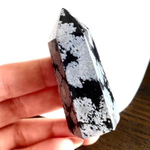 Shop Snowflake Obsidian Points & Wands! Snowflake Obsidian tower point wand | Natural genuine stones & crystals in various shapes & sizes. Buy raw cut, tumbled, or polished gemstones for making jewelry or crystal healing energy vibration raising reiki stones. #crystals #gemstones #crystalhealing #crystalsandgemstones #energyhealing #affiliate #ad