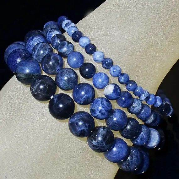 Sodalite Gemstone Bracelet, Crystal  Beaded Bracelet Gift For Her, Him, Unisex, Delicate Yoga Jewelry 4mm 6mm 8mm 10mm 12mm
