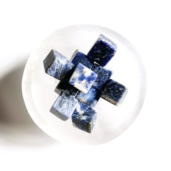 Sodalite - Sodalite Cube - Sodalite Tumble - Blue - Sodalite Stone- Crystal Tumble - Pocket Stone - Crystal Cube - Polished - Square