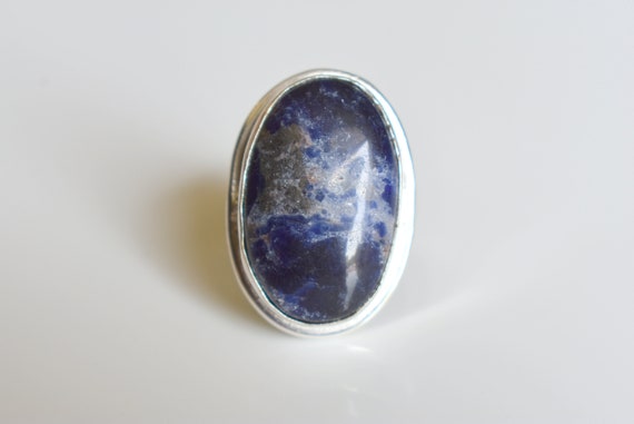 Sodalite Gemstone Ring , Statement Ring , 925 Sterling Silver , Sodalite Gemstone Silver Ring , Women Jewellery Gift #b478