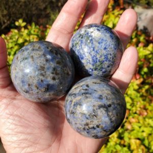 Shop Sodalite Shapes! Sodalite Crystal Gemstone Sphere for Meditation, Intuition and Enlightenment Stone, Shamanic or Spiritual Journey Guide Stone, Chakra Stone | Natural genuine stones & crystals in various shapes & sizes. Buy raw cut, tumbled, or polished gemstones for making jewelry or crystal healing energy vibration raising reiki stones. #crystals #gemstones #crystalhealing #crystalsandgemstones #energyhealing #affiliate #ad
