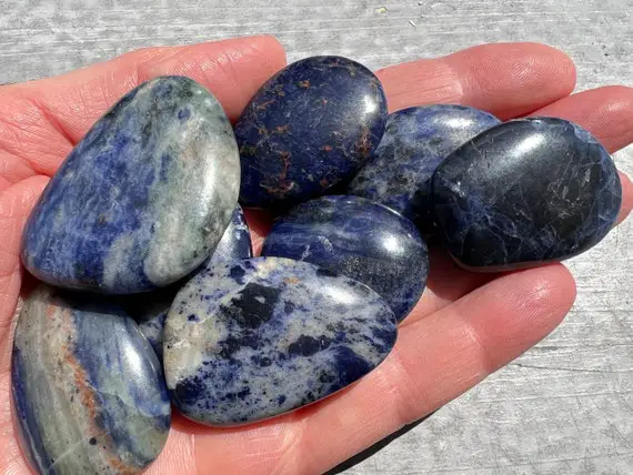 Sodalite Palm Stone Flat Blue Pocket Stone