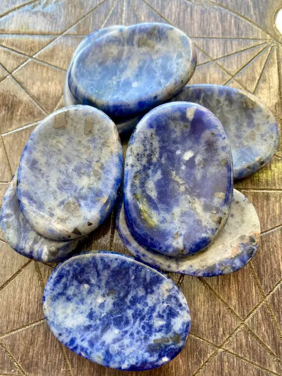 Sodalite Worry Stone | Oval Blue Palm Crystal Gemstone