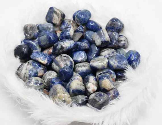 Sodalite Tumbled Stones Grade Healing Crystals, Gemstone Natural Tumbled Stones In Pack Sizes Of 4oz, 1/2 Lb And 1 Lb,tumbling Crystal Stone