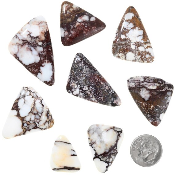 Spiderweb Magnesite Cabochons Loose Gemstones Rounded Triangle Shapes 0040