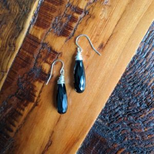 Shop Spinel Earrings! Black spinel teardrop Earrings.  Your choice of sterling silver, gold filled or rose gold filled. | Natural genuine Spinel earrings. Buy crystal jewelry, handmade handcrafted artisan jewelry for women.  Unique handmade gift ideas. #jewelry #beadedearrings #beadedjewelry #gift #shopping #handmadejewelry #fashion #style #product #earrings #affiliate #ad