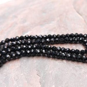 Shop Spinel Faceted Beads! Natural Black Spinel Faceted tiny beads 2 mm  / sparkling black gemstone beads / Choose 10 beads or a strand | Natural genuine faceted Spinel beads for beading and jewelry making.  #jewelry #beads #beadedjewelry #diyjewelry #jewelrymaking #beadstore #beading #affiliate #ad