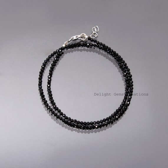 Aaa++ Black Spinel Beaded Necklace-2mm Faceted Round Black Gemstone Jewelry-choker Necklace-anklets For Girls-women Jewelry-best Gifts