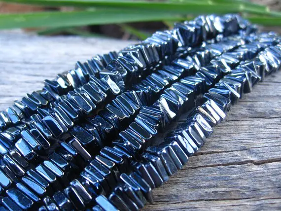 Black Spinel Beads Diamond Finish 4.5mm - 5mm Squares Smooth Polished Stones Semiprecious