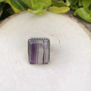 Shop Fluorite Rings! Sterling Silver Fluorite Ring, Women's Ring (SR-01) | Natural genuine Fluorite rings, simple unique handcrafted gemstone rings. #rings #jewelry #shopping #gift #handmade #fashion #style #affiliate #ad