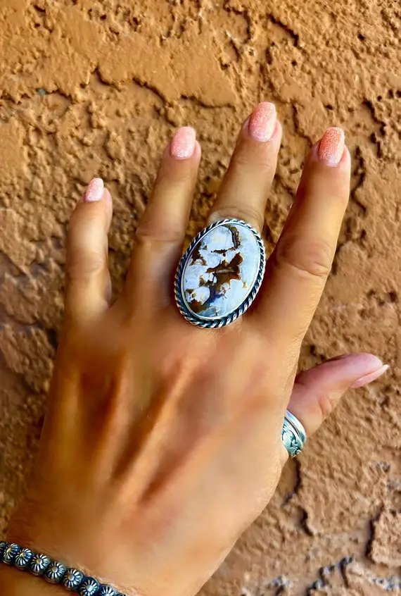 Sterling Silver Oval Wild Horse Ring Size 9 To 9.5