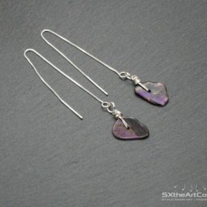 Shop Sugilite Earrings! Sugilite earrings, Sterling silver long threader back drop chain, Dainty gemstone minimalist jewelry | Natural genuine Sugilite earrings. Buy crystal jewelry, handmade handcrafted artisan jewelry for women.  Unique handmade gift ideas. #jewelry #beadedearrings #beadedjewelry #gift #shopping #handmadejewelry #fashion #style #product #earrings #affiliate #ad