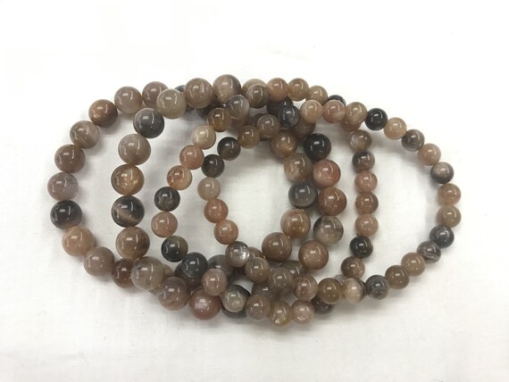 Genuine Black Orange Sunstone 6mm - 10mm Round Natural Gemstone Beads Finished Jewerly Bracelet Supply - 1piece
