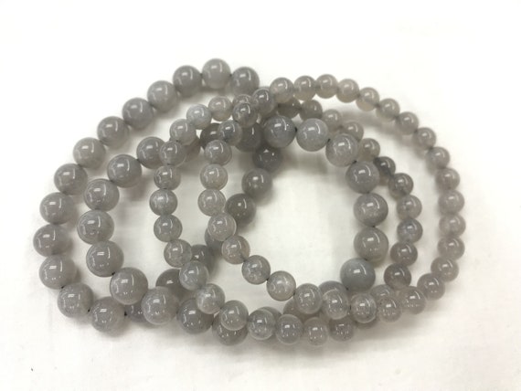Genuine Gray Sunstone 6mm - 10mm Round Natural Gemstone Grade Ab Beads Finished Jewerly Bracelet Supply - 1piece