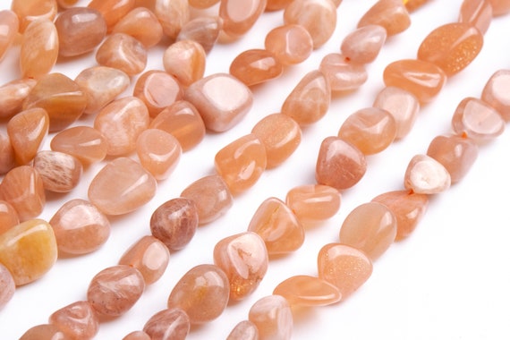Genuine Natural Sunstone Gemstone Beads 8-10mm Orange Pebble Nugget A Quality Loose Beads (108546)
