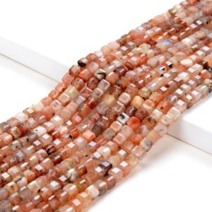 Shop Sunstone Faceted Beads! 4MM Natural Sunstone Gemstone Grade AA Micro Faceted Diamond Cut Cube Loose Beads (P40) | Natural genuine faceted Sunstone beads for beading and jewelry making.  #jewelry #beads #beadedjewelry #diyjewelry #jewelrymaking #beadstore #beading #affiliate #ad