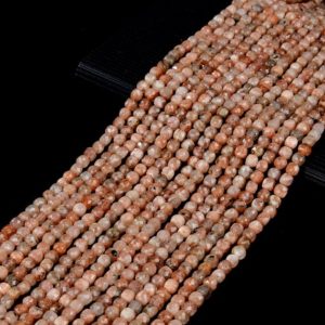Shop Sunstone Faceted Beads! 4MM Natural Sunstone Gemstone Grade AA Micro Faceted Square Cube Loose Beads (P23) | Natural genuine faceted Sunstone beads for beading and jewelry making.  #jewelry #beads #beadedjewelry #diyjewelry #jewelrymaking #beadstore #beading #affiliate #ad