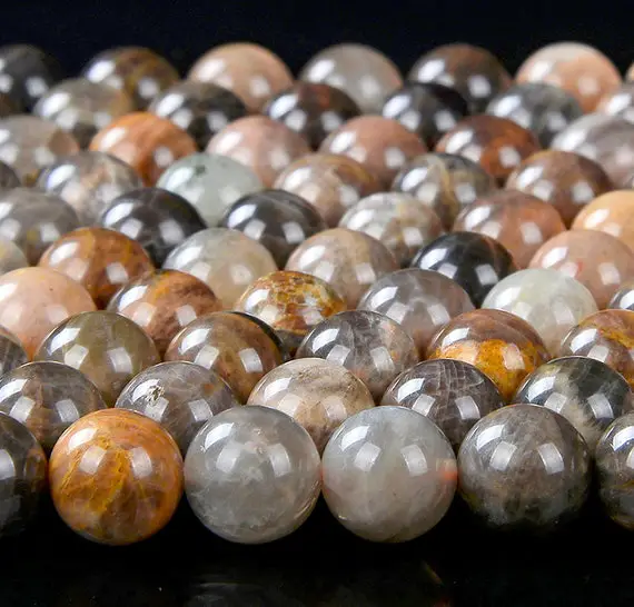 6mm Natural Orange Black Sunstone Gemstone Grade Aa Round Loose Beads (d255)