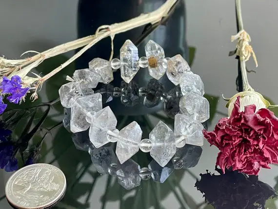 Super Cool -  Unique - Herkimer Diamond  - 9/12mm - Natural Quartz - Rare - Great Gift - Healing -handmade