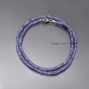 Shop Tanzanite Necklaces! Natural Tanzanite Faceted Beads Necklace, 3.5mm-4.5mm Tanzanite Gemstone Beaded Necklace, AAA++ Tanzanite Rondelle Bead Necklace Jewelry | Natural genuine Tanzanite necklaces. Buy crystal jewelry, handmade handcrafted artisan jewelry for women.  Unique handmade gift ideas. #jewelry #beadednecklaces #beadedjewelry #gift #shopping #handmadejewelry #fashion #style #product #necklaces #affiliate #ad