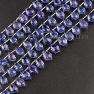 Shop Tanzanite Bead Shapes! Natural Tanzanite Smooth Beads,  5×7-6.5x10mm Tanzanite Beads, Tanzanite Pear Shape Beads, Plain Tanzanite Beads, Tanzanite Gemstone Beads | Natural genuine other-shape Tanzanite beads for beading and jewelry making.  #jewelry #beads #beadedjewelry #diyjewelry #jewelrymaking #beadstore #beading #affiliate #ad