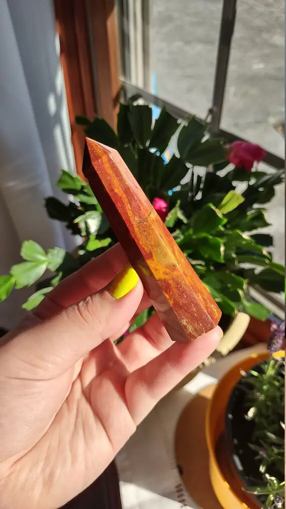 The Fruition Stone Red Petrified Wood Polished Point Gemstone Crystal Tower Point Grounding & Stabilizing Healing Stone