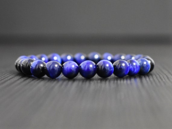 Blue Tiger Eye Bracelet, Mens Bracelet Men  Tigers Eye Gift For Men Mens Jewelry, Bracelets For Women Unisex Chakra Bracelet