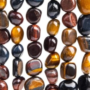 Shop Tiger Eye Chip & Nugget Beads! Genuine Natural Tiger Eye Gemstone Beads 8-10MM Yellow Red Blue Pebble Nugget AA Quality Loose Beads (108562) | Natural genuine chip Tiger Eye beads for beading and jewelry making.  #jewelry #beads #beadedjewelry #diyjewelry #jewelrymaking #beadstore #beading #affiliate #ad