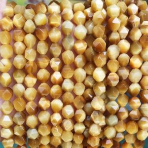 Shop Tiger Eye Chip & Nugget Beads! Natural Star Cut Faceted Golden Tigereye Nugget Beads, 6mm 8mm 10mm Faceted Tigereye Beads Wholesale Supply, one Strand 15" | Natural genuine chip Tiger Eye beads for beading and jewelry making.  #jewelry #beads #beadedjewelry #diyjewelry #jewelrymaking #beadstore #beading #affiliate #ad