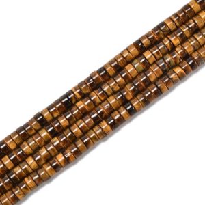Shop Tiger Eye Beads! Natural Yellow Tiger Eye Heishi Disc Beads Size 2x4mm 3x6mm 15.5'' Strand | Natural genuine beads Tiger Eye beads for beading and jewelry making.  #jewelry #beads #beadedjewelry #diyjewelry #jewelrymaking #beadstore #beading #affiliate #ad