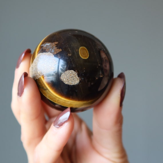 Tigers Eye Sphere Wild Tiger In The Den Muddy Earth Crystal Ball