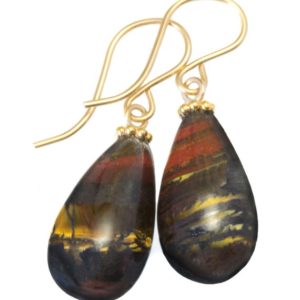 Shop Red Jasper Earrings! Tiger's Iron Eye Earrings Red Jasper Smooth Fat Simple Teardrop dangle Sterling Silver or 14k Solid Gold or Filled Real Natural Simple Drops | Natural genuine Red Jasper earrings. Buy crystal jewelry, handmade handcrafted artisan jewelry for women.  Unique handmade gift ideas. #jewelry #beadedearrings #beadedjewelry #gift #shopping #handmadejewelry #fashion #style #product #earrings #affiliate #ad