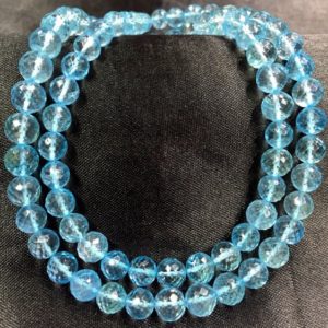 Shop Topaz Necklaces! AAA QUALITY~~Great Luster~Natural Blue Topaz Faceted Round Shape Beads Sky Topaz Round Ball Beads Topaz Gemstone Beads Topaz Necklace. | Natural genuine Topaz necklaces. Buy crystal jewelry, handmade handcrafted artisan jewelry for women.  Unique handmade gift ideas. #jewelry #beadednecklaces #beadedjewelry #gift #shopping #handmadejewelry #fashion #style #product #necklaces #affiliate #ad