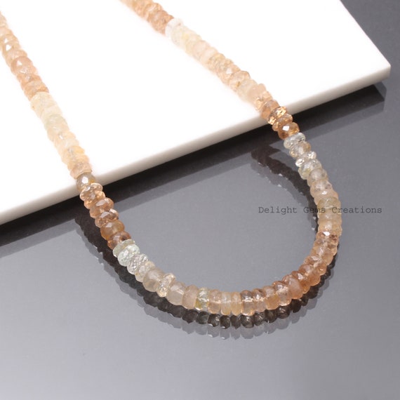 Natural Shaded Imperial Topaz Beaded Necklace-7mm Faceted Rondell Gemstone Necklace-crystal Necklace-halloween Jewelry-925 Lobster Clasp