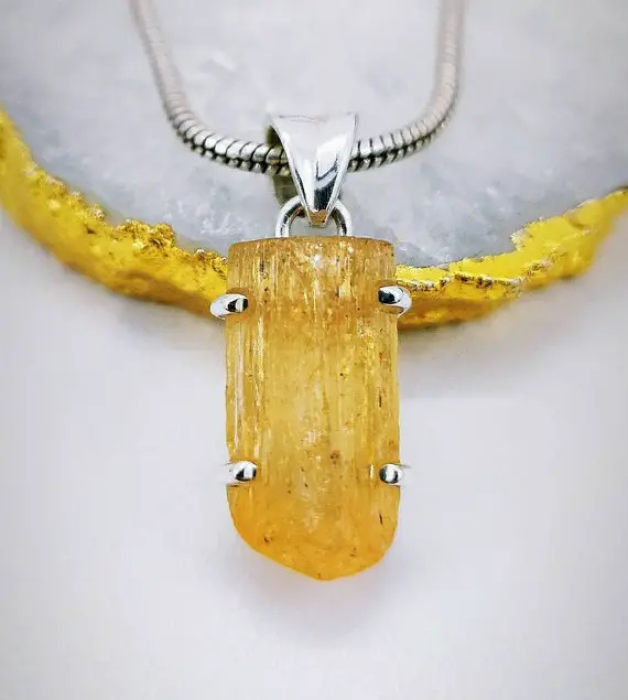 Natural Imperial Topaz Pendant, Gold Topaz, Raw Imperial Topaz, Raw Crystal Necklace, Wiccan Jewelry, Brazil Imperial Topaz, Christmas Gift
