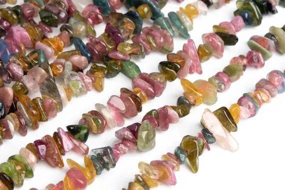 Genuine Natural Tourmaline Gemstone Beads 4-10mm Multicolor Pebble Chips Aa Quality Loose Beads (108382)