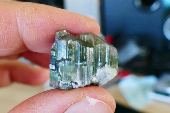 Tourmaline Crystal Cluster Pink Tip Green Body  6.61