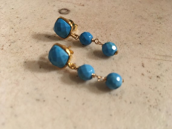 Turquoise Earrings - Gemstone Jewellery - Gold Jewelry - Luxe - Dangle