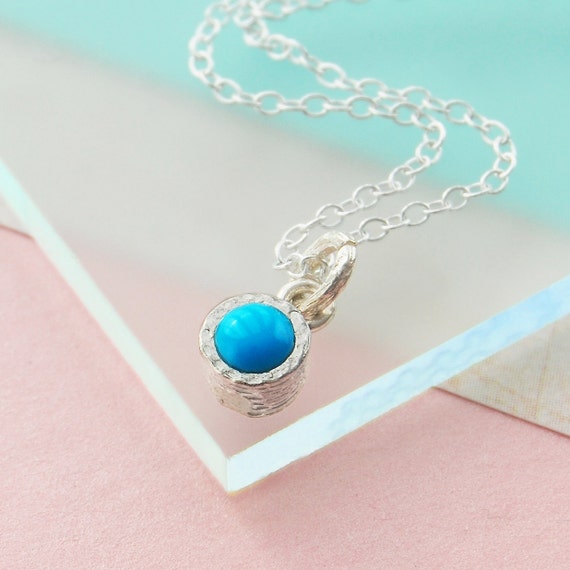 Turquoise Necklace Sterling Silver December Birthstone Necklace For Mom Dainty Turquoise Necklace Turquoise Pendant Necklace