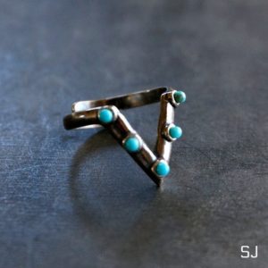 Jacy Sterling Silver Ring, Turquoise Ring, Boho Ring, Turquoise Jewelry | Natural genuine Gemstone rings, simple unique handcrafted gemstone rings. #rings #jewelry #shopping #gift #handmade #fashion #style #affiliate #ad