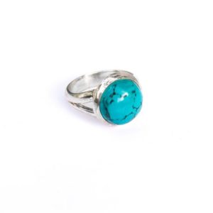 Shop Turquoise Rings! Tibetan Turquoise ring, Sterling silver ring, Natural Turquoise ring, Round shaped stone ring, Small Turquoise ring, Turquoise ring size 6 | Natural genuine Turquoise rings, simple unique handcrafted gemstone rings. #rings #jewelry #shopping #gift #handmade #fashion #style #affiliate #ad