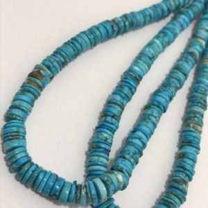 Shop Turquoise Rondelle Beads! Natural Smooth Turquoise Tyre/Heishi Shape Gemstone Beads| 6-6.5 mm Plain Rondelle Beads for Jewelry Making |16" Strand |Loose Beads | Natural genuine rondelle Turquoise beads for beading and jewelry making.  #jewelry #beads #beadedjewelry #diyjewelry #jewelrymaking #beadstore #beading #affiliate #ad